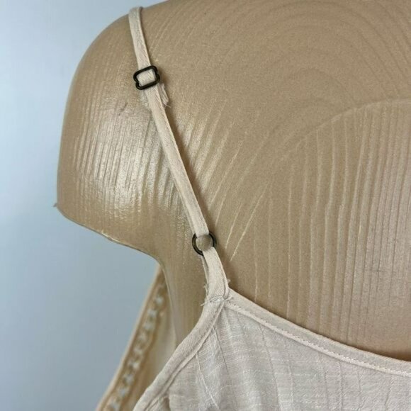 Guess Women's Small Beige Tunic Peasant Midi Dress Flutter Sleeves Cold Shoulder - Picture 5 of 12